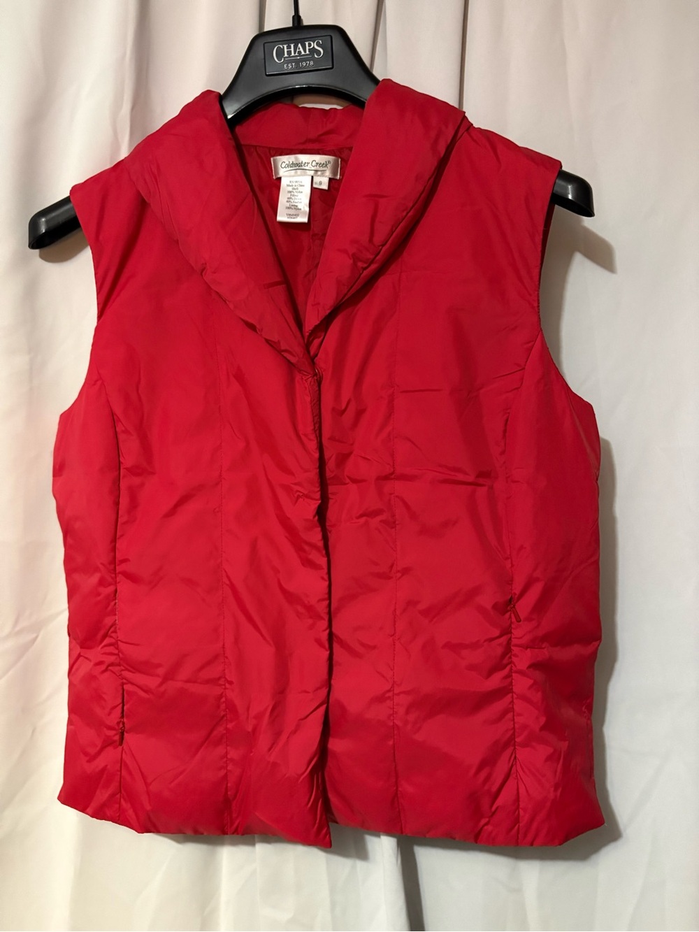 Coldwater‎ Creek Red Hooded Quilted Puffer Vest - Women's #2074